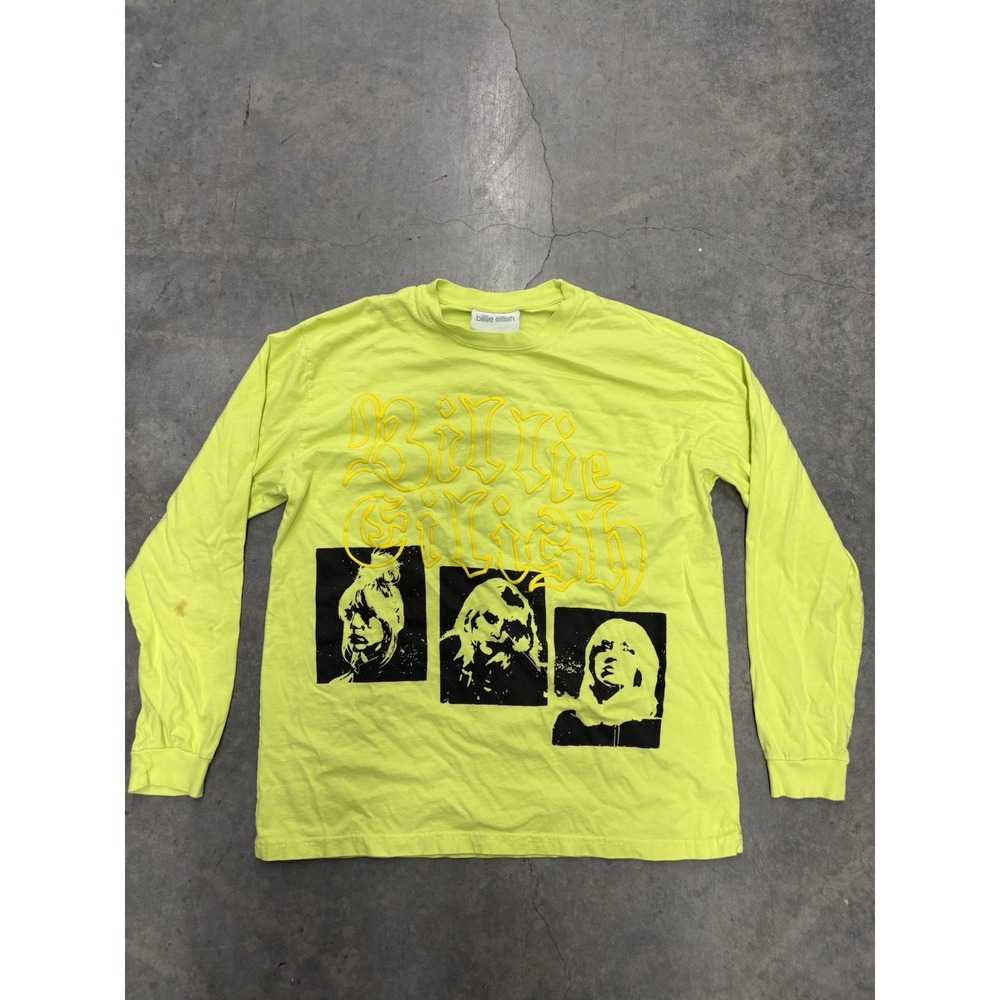 Billie Eilish M OBSESSION YELLOW LONG SLEEVE Sweatshirt Puff Crew Neck 2022